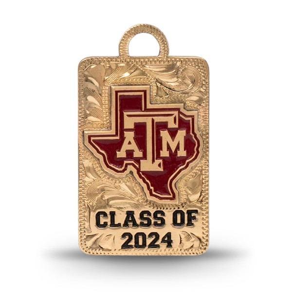 Show off your school pride with the School Emblem Tassel Charm! This custom graduation cap tassel charm features a hand-engraved base with a 2D college emblem and personalized lettering. Customize it with your name, graduation year, class, emblem, and mor